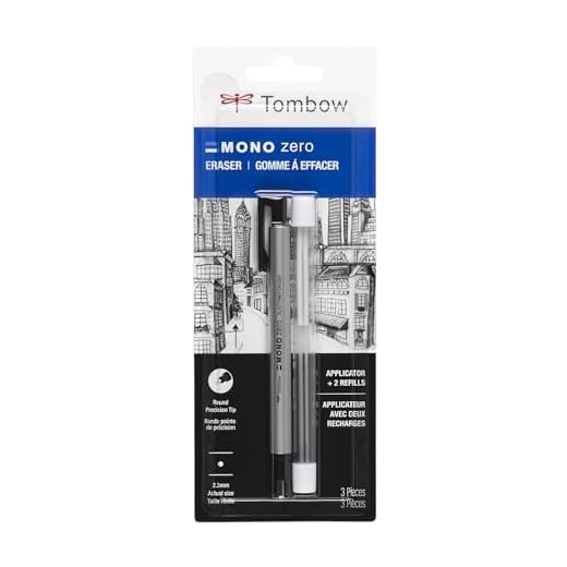 Tombow 57315 Mono Zero Eraser and Refill Value Pack, Round 2.3mm. Precision Tip Pen-Style Eraser with Refill