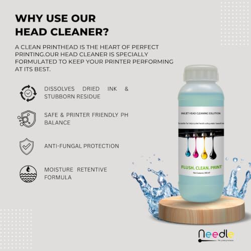 Image of Needle Printer Head Cleaner Solution 500ML | Universal Inkjet Print head Cleaning Fluid | For Ink Tank And Thermal Head Printers | Compatible with Epson, Canon, HP & Brother Printers | Made In India |