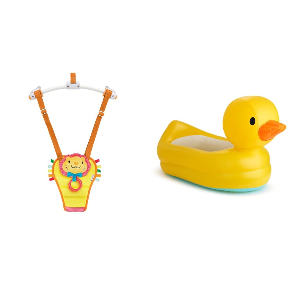 Bounce and Play Baby Door Bouncer (Lenny The Lion) & White Hot Inflatable Duck Tub