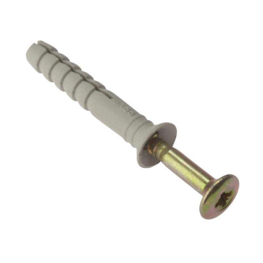 ForgeFix Hammer Fixings | M8 x 120mm | Nylon Plug, Zinc Yellow Passivated Screw | Bag 10