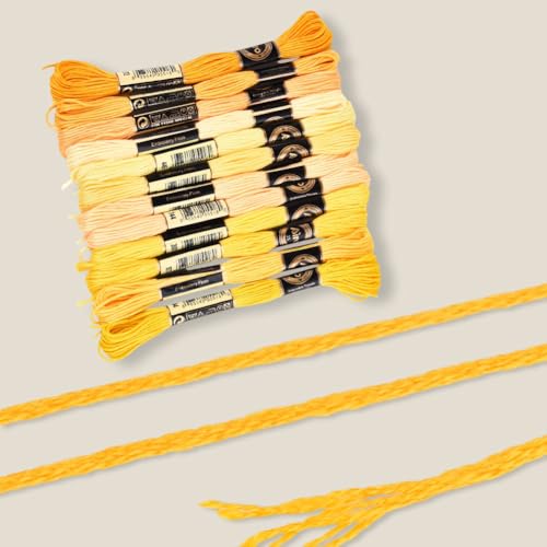 image for CABODYALS 12 Skeins 6 Strands Yellow Embroidery Floss Bulk Polyester C