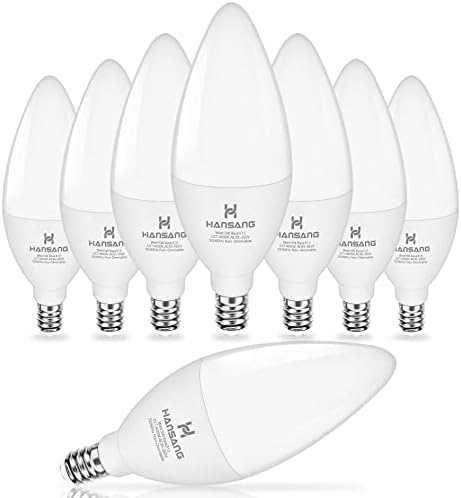 hansang LED E12 Chandelier Light Bulbs, Type B Light Bulbs 5W (60W Equivalent), Natural White 4000K Candelabra LED Light Bulbs, E12 Light Bulb 500LM, Non-Dimmable B11 Ceiling Fan Light Bulb, 8 Pack