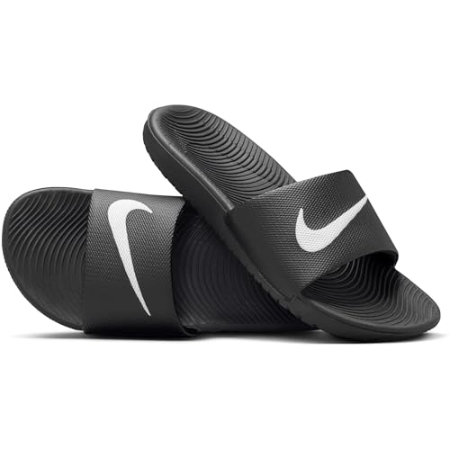 Nike Little/Big Kid's Kawa Slides, Black/White, 2Y