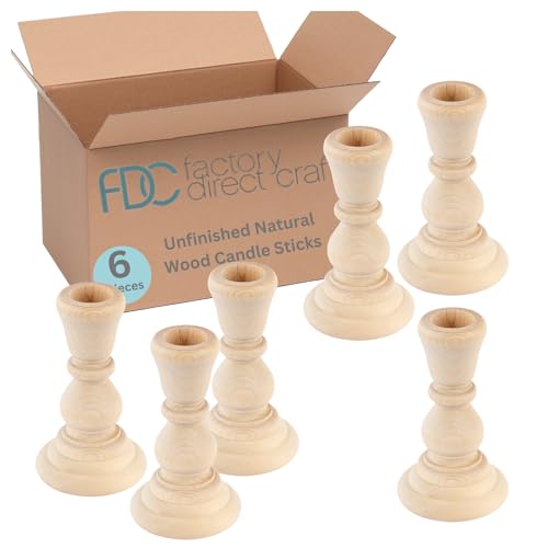 Unfinished Natural Wood Candle Sticks by Factory Direct Craft -