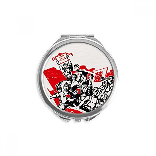 Espejo redondo portable para maquillaje diario con diseño histórico de Mao Zedong de bolsillo