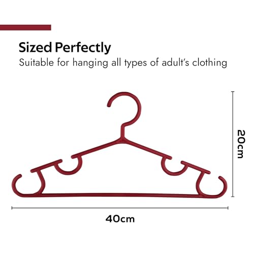 Image of Kuber Industries Pack of 40 Hangers | Multi-Purpose Hangers for Wardrobe-Almirah-Cabinets-Closet | Plastic Cloth Hanger for Trouser-Skirts-Coat-Dresses-Ties | 103 | White & Maroon