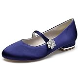 Chaussures plates en satin à bout rond, confortables, pour mariée, style Mary Jane, chaussures de mariage, à enfiler, pour soirée, bal, fête, escarpins pour femmes.