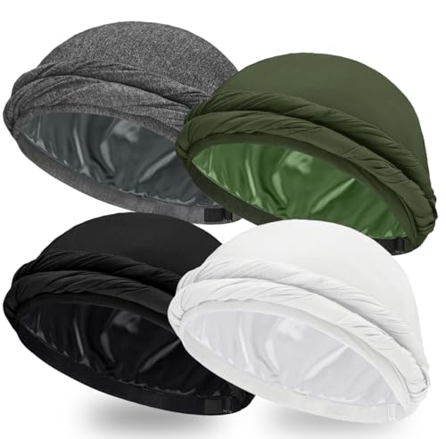 Image of Ababalaya Upgraded Satin Lined Halo Turban Durag for Men &Women Sleeping Bonnet PRE-Tied Headwraps for Hair Loss