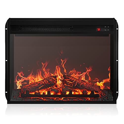 BELLEZE 23" Electric Fireplace Insert w/Fire Crackling Sound, Recessed Fireplace Heater with Remote Control, Indoor Fireplace Heater with Adjustable B