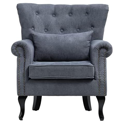 INMOZATA Grey Wingback Accent Chair Cover