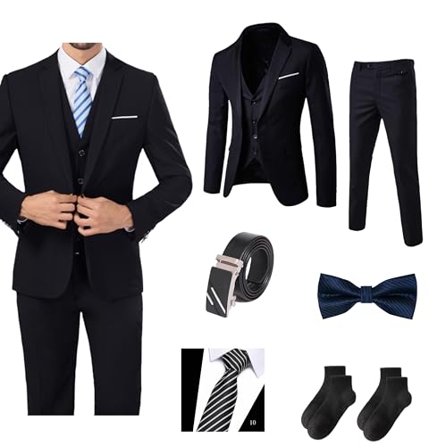 La mejor selección de Trajes para Hombre los mejores 10. 47 ORDERUD Traje De Negocios 3 Piezas Traje Casual para Hombre (MX/US, Alfa, XX-Grande, Regular, Regular, Negro)