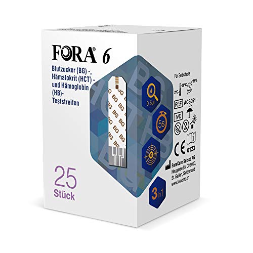 Preisvergleich Produktbild Fora 3 in 1 Blutzucker, Hämoglobin und Hämatokrit Teststreifen, 25 Stück