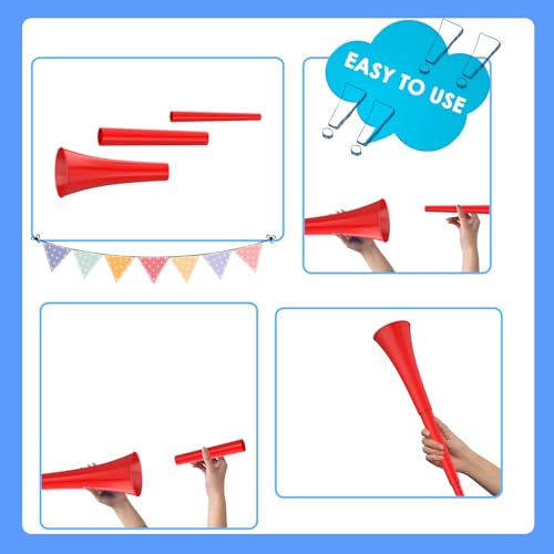 Stadium Horn Vuvuzelas Soccer Noisemakers Collapsible Blow Trumpet Horns Noise Maker Loud Sound Handheld Sports Horn Noisemaker for Sports Events Graduation Games Party Supplies Favors Accessories