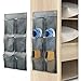 Imagen de QUMENEY Organizador de zapatos con gancho para colgar organizador de almacenamiento plegable para colgar bolsillos de tela grandes y profundos zapatero para armario y puerta estrecha organizador