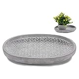 Ibergarden S3606643 Plato Mimbre Ovalado Cemento, 28 x 4 x 23 cm