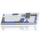 AULA F108 Wireless Mechanical Keyboard, BT5.0/USB-C/2.4GHz Hot Swappable Custom Gaming Keyboards, PBT Keycaps, Pre-lubed Switches, RGB Backlit Full Size Creamy Keyboard with Number Pad, 108 Keys