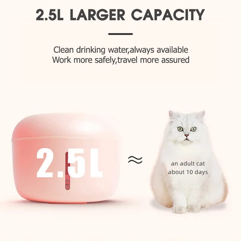 Fuente para Gatos y Perros Fuente de agua eléctrica for gatos de 2,5 l, alimentador automático for gatos, filtro de bucle, bebedero for perros con carga USB, suministros for mascotas Bebedero Gatos (