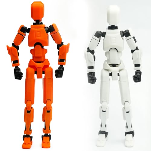 Image of Dummy 13 Action Figure Robot | Fully Articulated 3D Printed Robot Toy | 5.4-inch Collectible Figurine | Matte Finish | Unassembeled | Combo of 2 (Orange-Black+White-Black)