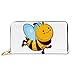 Produktbild JHGFG Mode Handtasche Reißverschluss Brieftasche Vektor-Illustration Süße Fliegende Biene am Telefon Kupplung Geldbörse Abendkupplung Blockieren Leder Brieftasche Multi Card Organizer
