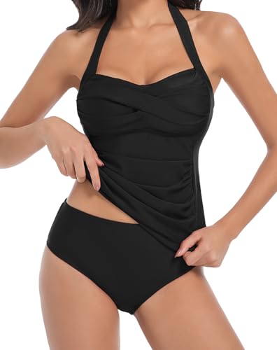 Muwodkdn Tankini Damen Bauchweg Zweiteilig Bademode Set Bikini Zweiteiler Push Up Badeanzüge mit BH Tankinioberteil und ...