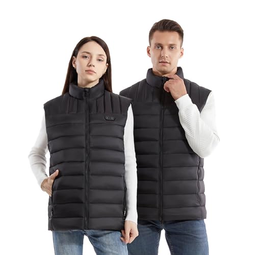 Chaleco calefactable para hombre - Chaqueta calefactable para mujer con batería, ligero, con calefacción, chaleco eléctrico para exteriores, chaleco calefactable con 2 temperaturas ajustables y 9 zo