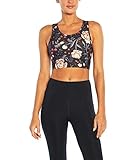 Jessica Simpson Sportswear Women's Standard Kayla Medium Impact Longline Sports Bra, Red Ochre Boho Floral