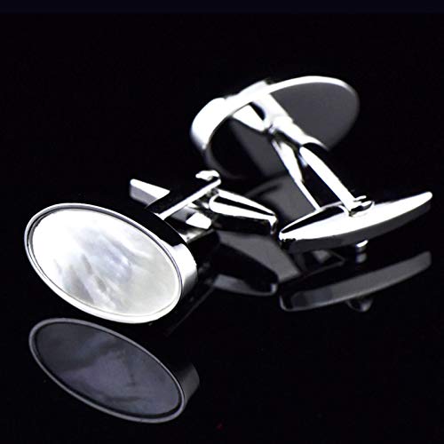 Mancuernillas ovaladas blancas para hombre KnBoB miniatura 4
