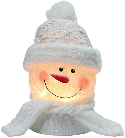 BOSQUEEN Snowman Light Christmas Lamp Crystal Glass Snowballs Night Lights with Santa Claus Hat for Thanksgiving Christmas Holidays Home décor & Ideal Gifts (White)