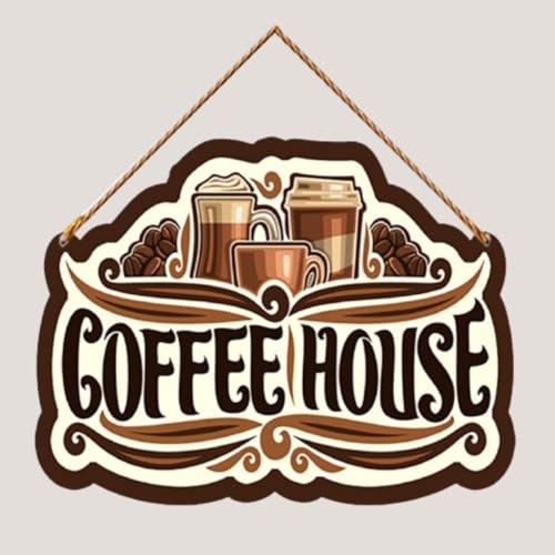 Image of PNF Poster And Frames Coffee House Quote Wall art & Door Hanging Frame For Kitchen, Dining, restaurants Decor | Walland home Decor for Living Room | Room Decor Wall Decor Items For Bedroom | (Wooden, 11x9 Inch,brown)-32-3
