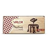 Valor - Chocolate Puro Postres. Fácil de Fundir, ideal para Repostería y Postres. Cacao 52% Mínimo. Chocolate Valor sin Gluten. Intenso Sabor y Aroma - 200 Gramos