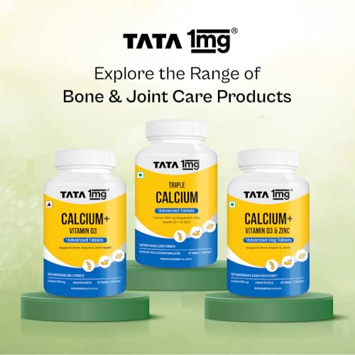 Image of TATA 1mg Vitamin D3 + K2 (MK-7) | Supports Stronger Bones, Immunity & Calcium Absorption | 600 IU Vitamin D3 + 55 mcg K2 | Lichen Sourced, 100% Veg (120 Tablets)