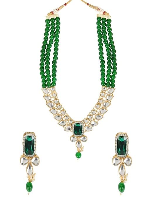 I Jewels 18K Gold Plated Traditional White Kundan Studded Multi Layered Pearl Necklace Jewellery Set with Dangle Earrings for Women And Girls (IJ354G) (B0BKWPYVF4) Amazon Price History, Amazon Price Tracker