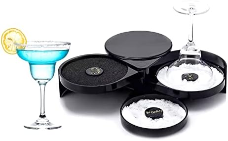 skyehomo 3-Tier Bar Glass Rimmer Bartender Tool Margarita Salt Sugar Bar Accessories 3-Tray Plastic Glass Rimming for Cocktails,Bloody Mary and Gimlets
