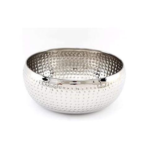 Elegant Silver Hammered Decorative Bowl Cover