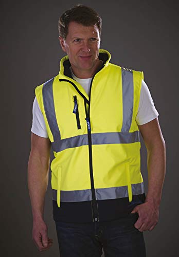 Yoko Men's Yk050/Hv006 Hi vis Softshell Gilet, Yellow, S UK - Image 2