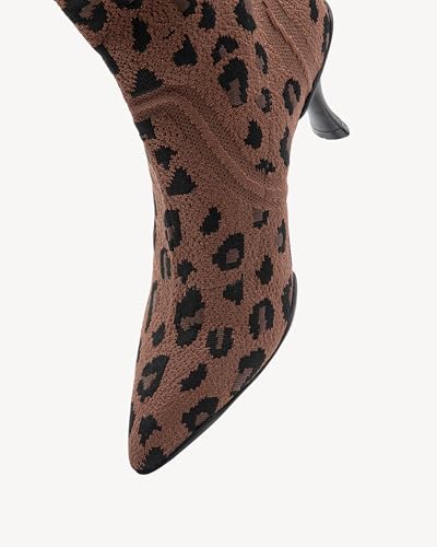 Women's Kitten Low Heel Minimalist Knit Pointed Toe High Boots Cosy Collection3