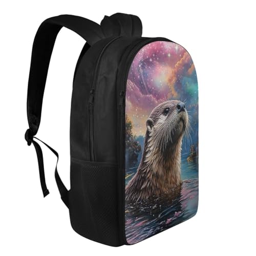 Sea Otter Boys Backpack for Kids Children Teens Galaxy Elementary Middle School Backpack Primary School Bookbag for Girls Back to School Backpack 17inch,Waterproof Lightweight2