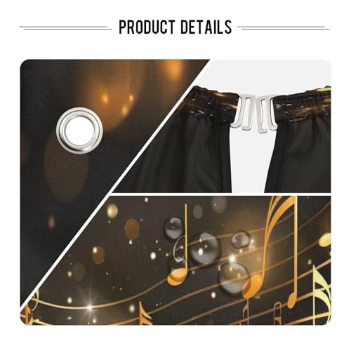 Capa de Corte de Pelo Profesional Impermeable Negra con Nota Musical Dorada y Cierre Ajustable de Broche para Estilismo y Peluquería miniatura 4