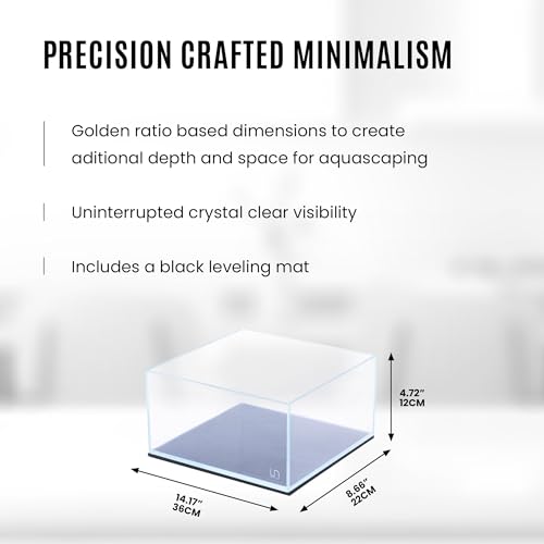 Image of Ultum Nature Systems Ultra Clear Rimless Aquarium - Low Iron Glass Fish Tank with 45 Mitered Edges, 5mm-12mm Thick, Leveling Mat Included (5S, Shallow, 2 Gallon)
