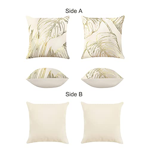 Bonhause Gold Leaves Cushion Covers 45 x 45 cm Gold Foil Printing Decorative Throw Pillow Covers Soft Velvet Pillowcases for Sofa Living Room Bedroom Home Decor Set of 2 - Cosy Home Interiors Bonhause Gold Leaves Cushion Covers 45 x 45 cm Gold Foil Printing Decorative Throw Pillow Covers Soft Velvet Pillowcases for Sofa Living Room Bedroom Home Decor Set of 2 - Image 2