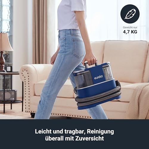 Eureka NEY100 Waschsauger, Teppichreiniger, Polsterreiniger | für Sofa, Vorleger, Polster, Auto | Nass-Trocken-Sauger mit starker Saugkraft 12500Pa, 82dB, 1,5L großer Wassertank mit Reinigungsformel