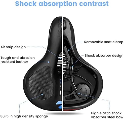 BRGOOD Bike Seat, Comfortable Bike Saddle for Men & Women, Thickened Shock-Absorbing Bicycle Seat with Reflective Strip, Waterproof Padded Bike Seat for Indoor/Outdoor Bikes
