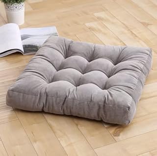 Floor Pillow, Square Meditation Pillow for Seating on Floor Solid Thick Tufted Seat Cushion,Camping Cushion Pillow ,Meditation Cushion for Yoga Living Room Sofa Balcony Outdoor, 22x22 Inch (Grey)