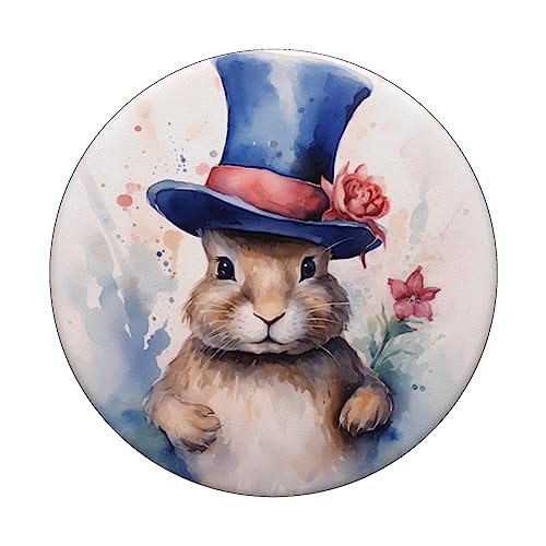 Rabbit With A Magician Hat. Rabbit With Magician's Hat PopSockets Swappable PopGrip, Black - Image 3