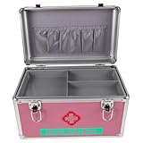 FRCOLOR Medizinbox aus Aluminium Tragbare Aufbewahrungslösung für Medikamente Große Kapazität für Zuhause Büro und Outdoor Aktivitäten Sicher und Leicht Zugänglich