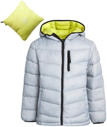 URBAN REPUBLIC Boys Foldable Hooded Jacket  Insulated Weather Resistant Bubble Puffer Windbreaker Coat for Boys Sizes 4-20