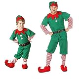 GIMOCOOL Weihnachtselfen Kostüm Kinder, Weihnachtselfen Anzug Für Erwachsene Damen Herren, Weihnachtselfen Kleid, Samt Elfen Cosplay Anzug, Familienkleidung Mit Hutgürtel, Carnival Party Costume