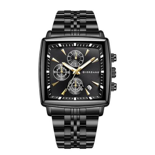 Image of Giordano Multi Function Watch for Men with Square Dial, Stainless Steel Strap and Date Display