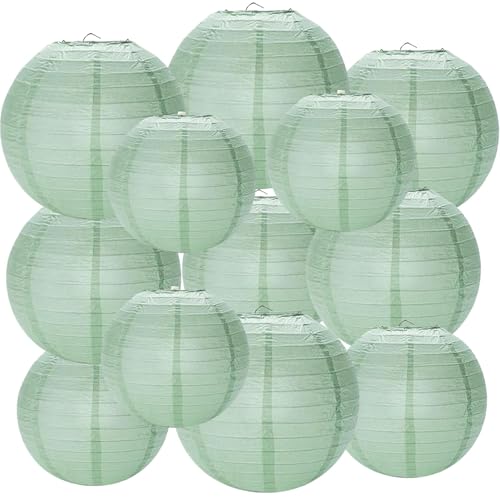 prxififeq Dusty Sage Green Paper Lanterns 12Pcs Hanging Round Paper Lanterns Decorative for Graduation Baby Shower Wedding Birthday Family Parties ?