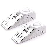 Door Stop Alarm 2 Pack with 120 dB Siren Portable Door Stoppers Security for Home Hotel Travel, 3 Levels Sensitivity Door Alarm Stopper Wedge (White)